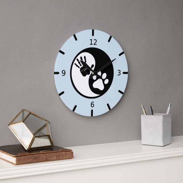Paw Hand Yin Yang Large Clock (Office)