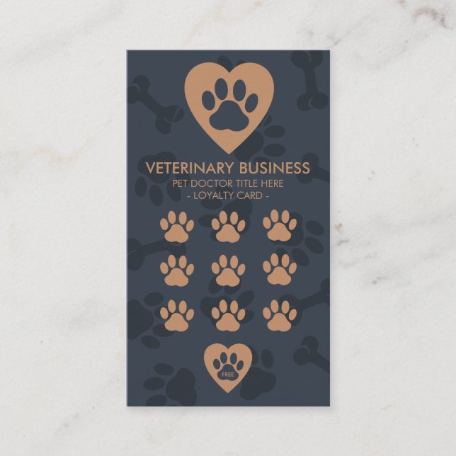Paw Heart Pet Veterinarian Loyalty Card (Front)