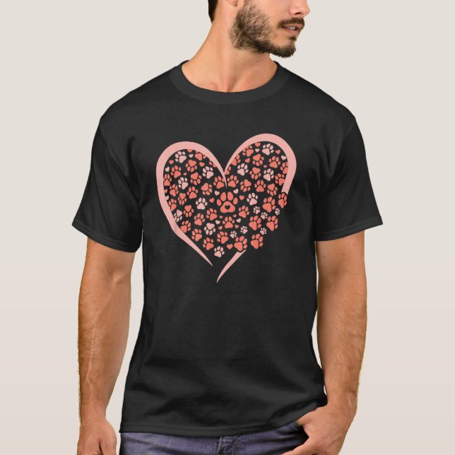 Paw Heart Top Dog Motif  Retro Vintage Love (Front)