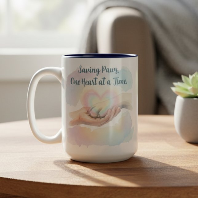 Paw & Heart Watercolor Mug (Animal rescue supporter coffee mug)