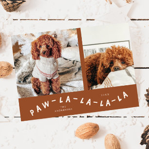 Paw-La-La-La-La Terracotta Pet Photo Holiday Card