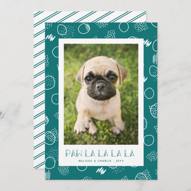 Paw La La | Pet Photo Holiday Card (Front/Back)
