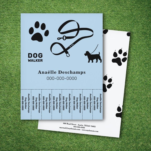 Paw & Leash - Dog Walker Tear Off Strips Flyer (paw_leash_dog_walker_tear_off_strips_flyer)