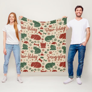 Paw-liday Snuggles Pet Lover Dog Cat Christmas Fleece Blanket