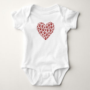 Paw Love Heart Kids Baby Bodysuit