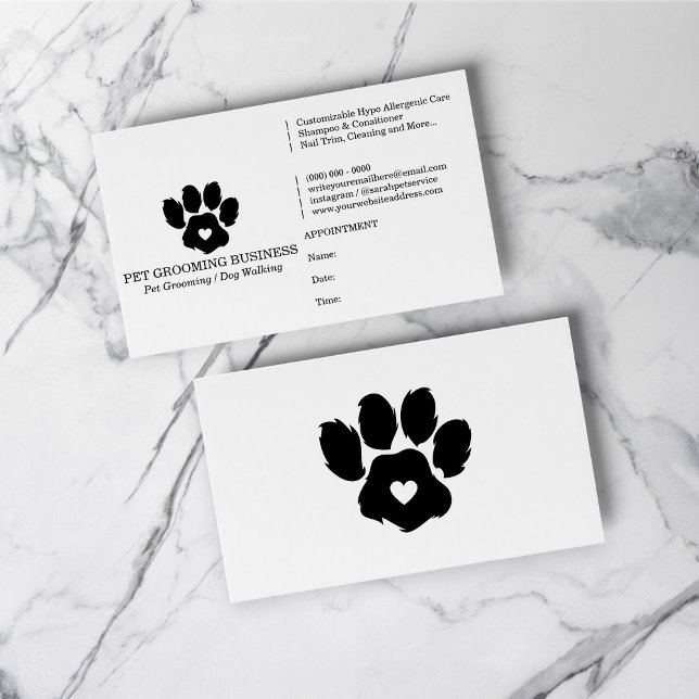 Paw Minimalist Pet Branding Appointment Reminder Business Card (Paw Minimalist Pet Branding Appointment Reminder Business Card)