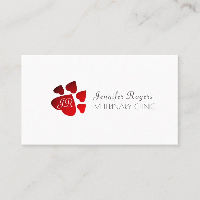 Paw of hearts pet love cover business card (Front)