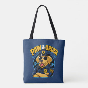Paw & Order Dog Police PNG, Funny K9 Dog Sublimati Tote Bag