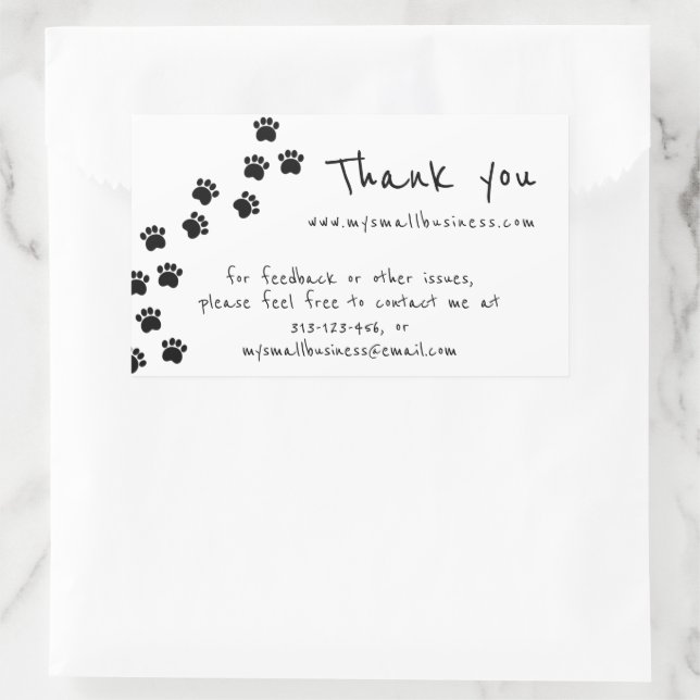 paw path thank you business information rectangular sticker (Bag)