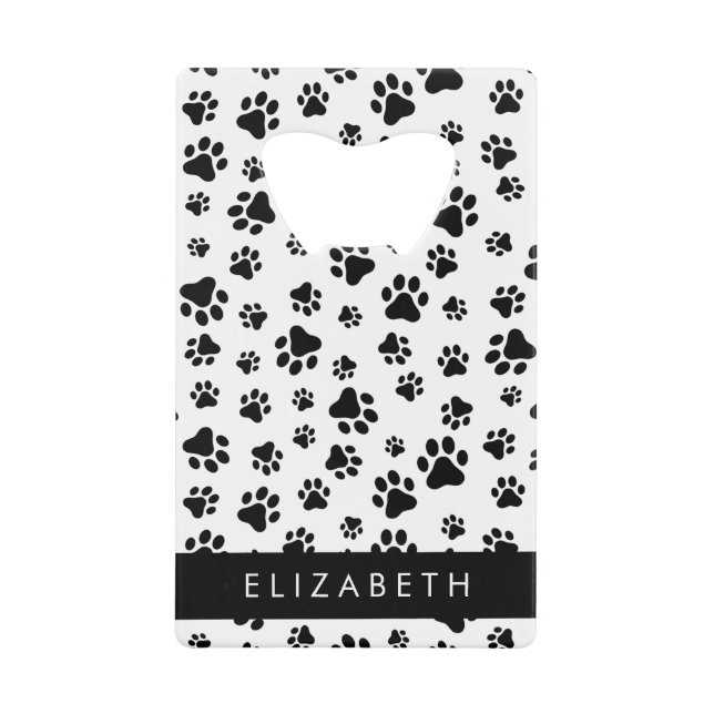 Paw Pattern, Dog Paws, Black and White, Your Name (Front)