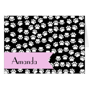 Paw Pattern, Dog Paws, Black and White, Your Name