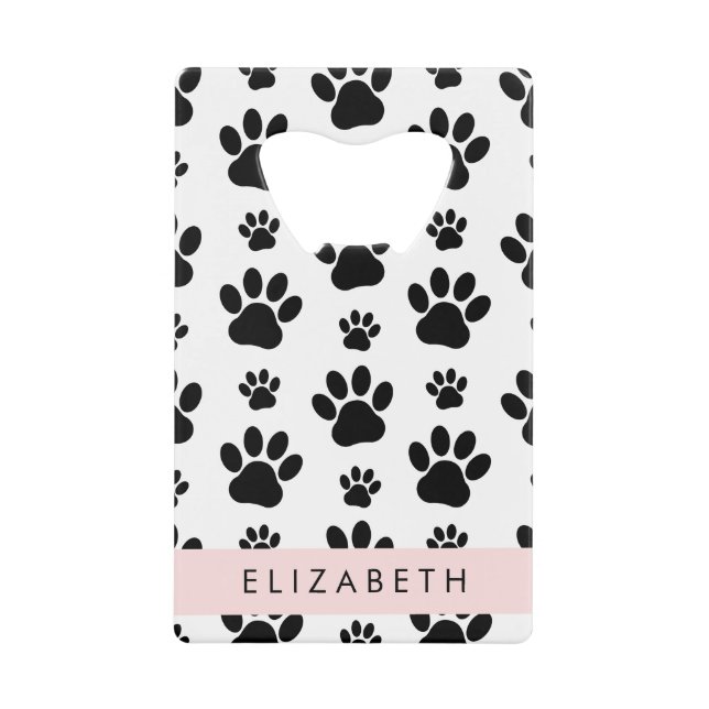Paw Pattern, Dog Paws, Black and White, Your Name (Front)