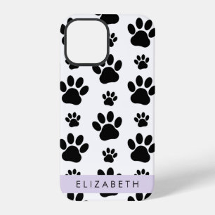 Paw Pattern, Dog Paws, Black and White, Your Name iPhone 12 Pro Case