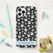 Paw Pattern, Dog Paws, Black and White, Your Name