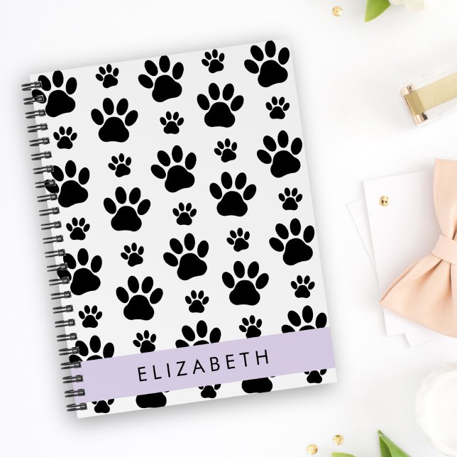 Paw Pattern, Dog Paws, Black and White, Your Name Planner (Creator Uploaded)