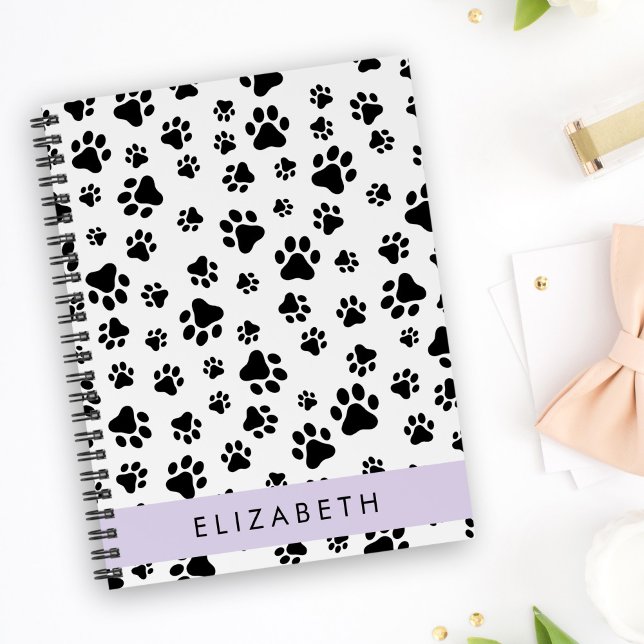 Paw Pattern, Dog Paws, Black and White, Your Name Planner (Creator Uploaded)