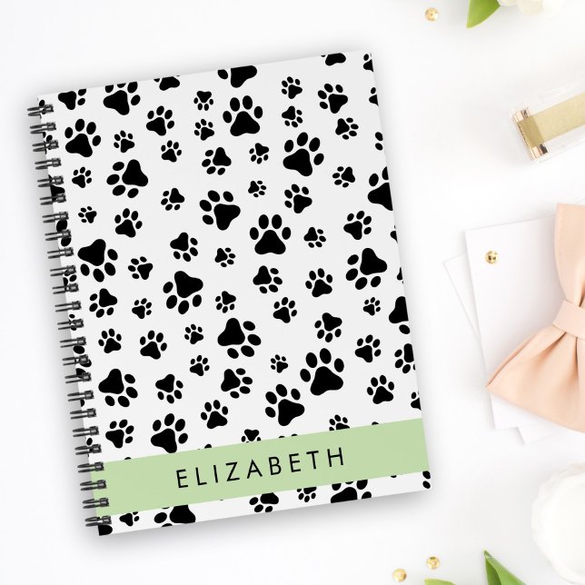 Paw Pattern, Dog Paws, Black and White, Your Name Planner (Creator Uploaded)