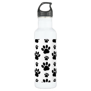 Paw Pattern, Dog Paws, Paw Prints, Black and White 710 Ml Water Bottle