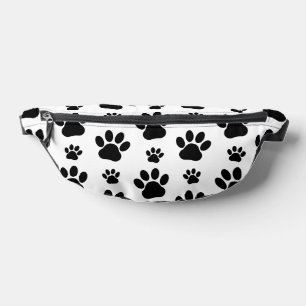 Paw Pattern, Dog Paws, Paw Prints, Black and White Bum Bags