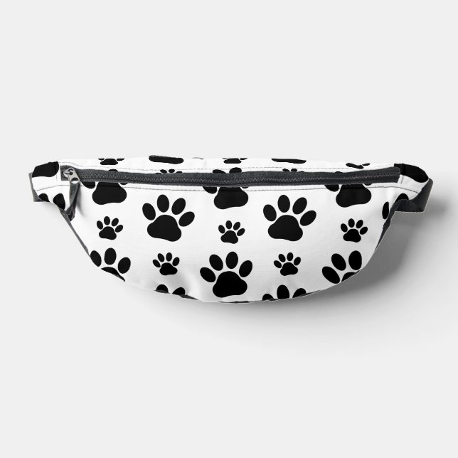 Paw Pattern, Dog Paws, Paw Prints, Black and White Bum Bags (Lay Down)