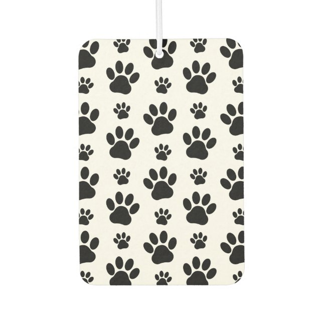 Paw Pattern, Dog Paws, Paw Prints, Black and White Car Air Freshener (Front)