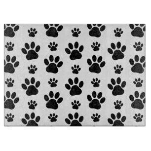 Paw Pattern, Dog Paws, Paw Prints, Black and White Cutting Board
