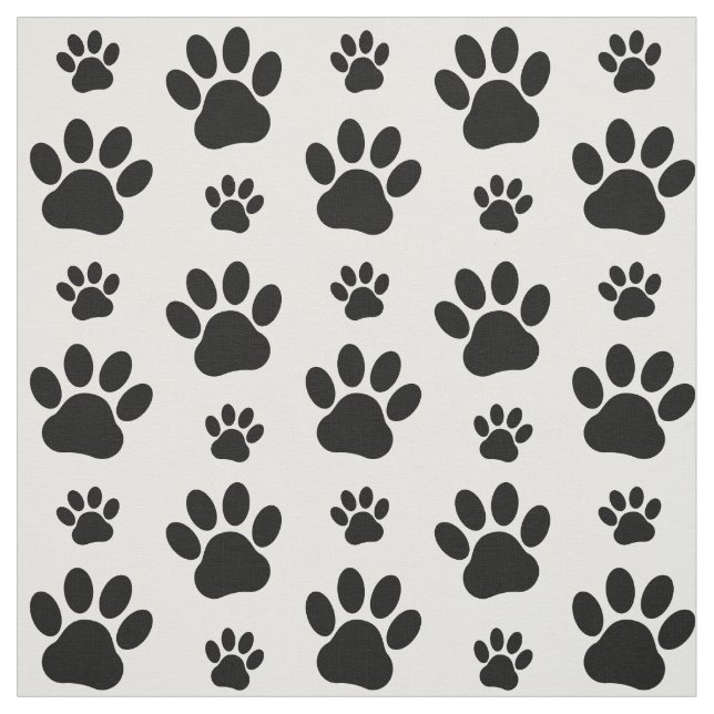 Paw Pattern, Dog Paws, Paw Prints, Black and White Fabric (Swatch)