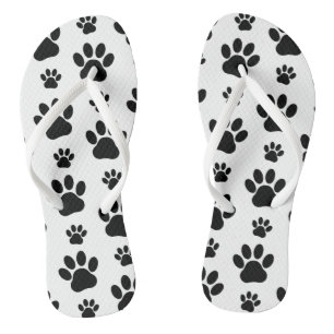 Paw Pattern, Dog Paws, Paw Prints, Black and White Thongs