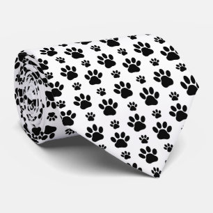 Paw Pattern, Dog Paws, Paw Prints, Black and White Tie