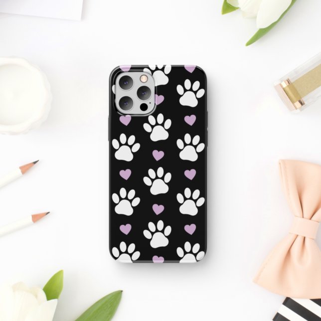 Paw Pattern, Dog Paws, White Paws, Lilac Hearts (Creator Uploaded)