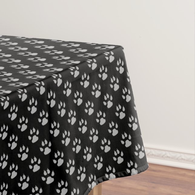 Paw Pattern, Grey Paws, Dog Paws, Animal Paws Tablecloth (In Situ)