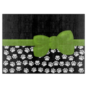 Paw Pattern, Paw Prints, Dog Paws, Black and White Cutting Board