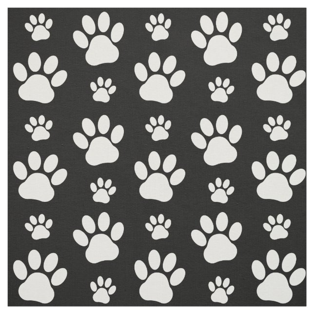Paw Pattern, Paw Prints, Dog Paws, Black and White Fabric (Swatch)