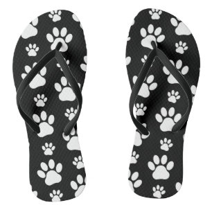 Paw Pattern, Paw Prints, Dog Paws, Black and White Thongs