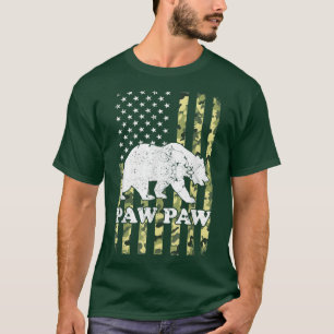 Paw Paw Bear Camping Hiking Camouflage USA America T-Shirt