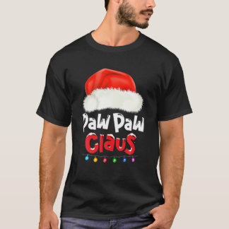 Paw Paw Claus Christmas Lights Pajama Family Match T-Shirt