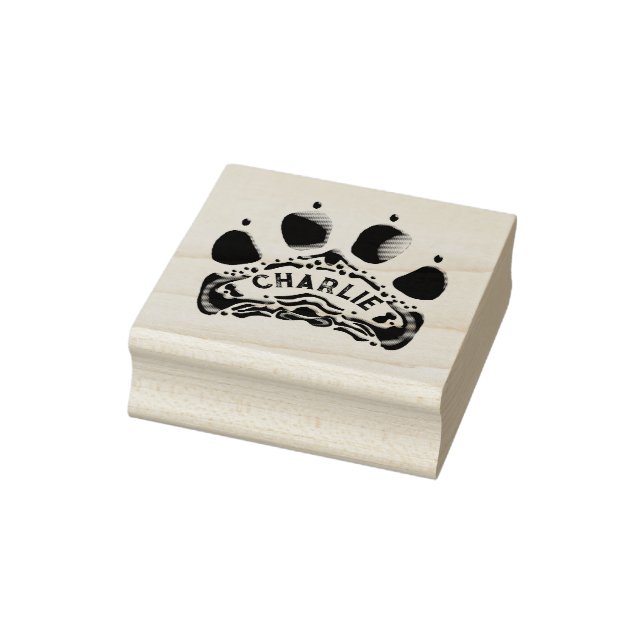 Paw Print 6-8 Letter Rubber Stamp (Stamp)