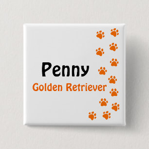 Paw print - add your own name or dog breed 15 cm square badge