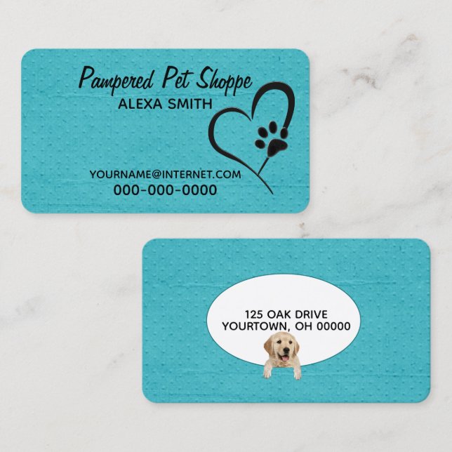Paw Print and Embossed Dots Business Card (Front/Back)