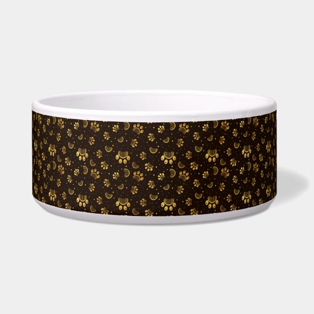 Paw Print and Grooming Comb Pattern in Gold Colour (Left)