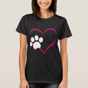 Paw Print And Heart, Dog Lovers And Dog Mamas, Fur T-Shirt