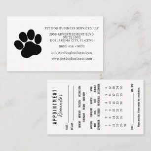 Paw Print Appointment Reminder Calendar Card