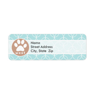 Paw Print; Baby Blue Circles Return Address Label