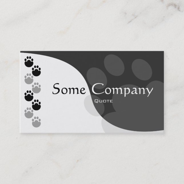 Paw Print (Black And White) Business Card (Front)