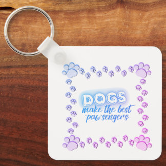 Paw Print Border Dogs Paw’sengers Square Design Key Ring
