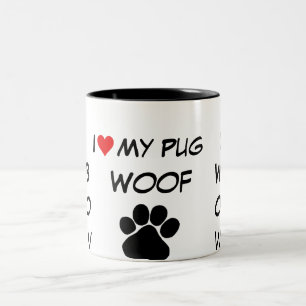 paw print, bow wow I heart my dog Two-Tone Coffee Mug