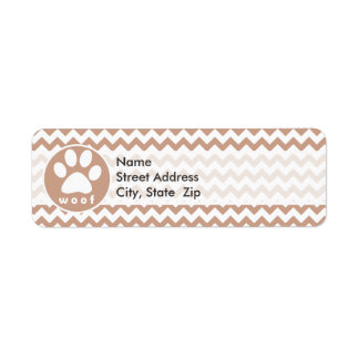 Paw Print; Brown Chevron Return Address Label