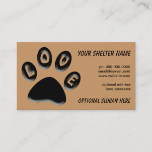 Paw Print business card, for shelters, rescue, vet Card