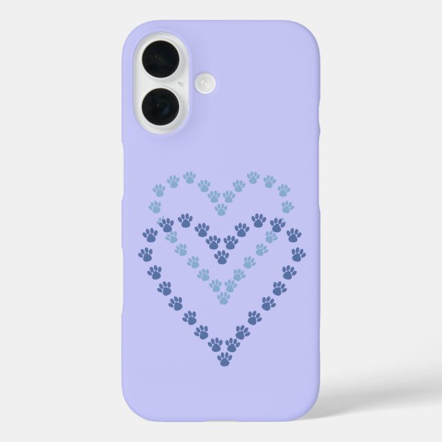 Paw Print Case-Mate iPhone 16 Case Blue & Lavender (Back)