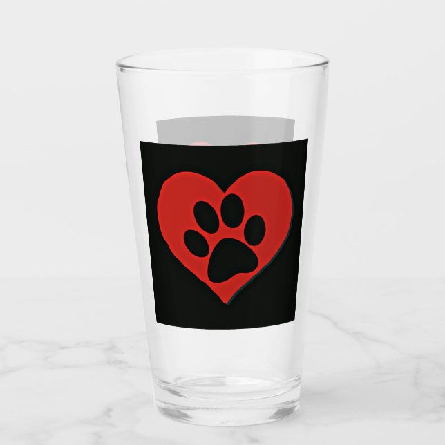 Paw Print Cat Dog Glass (Front)